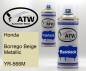 Preview: Honda, Borrego Beige Metallic, YR-566M: 400ml Sprühdose + 400ml Klarlack - Set, von ATW Autoteile West.